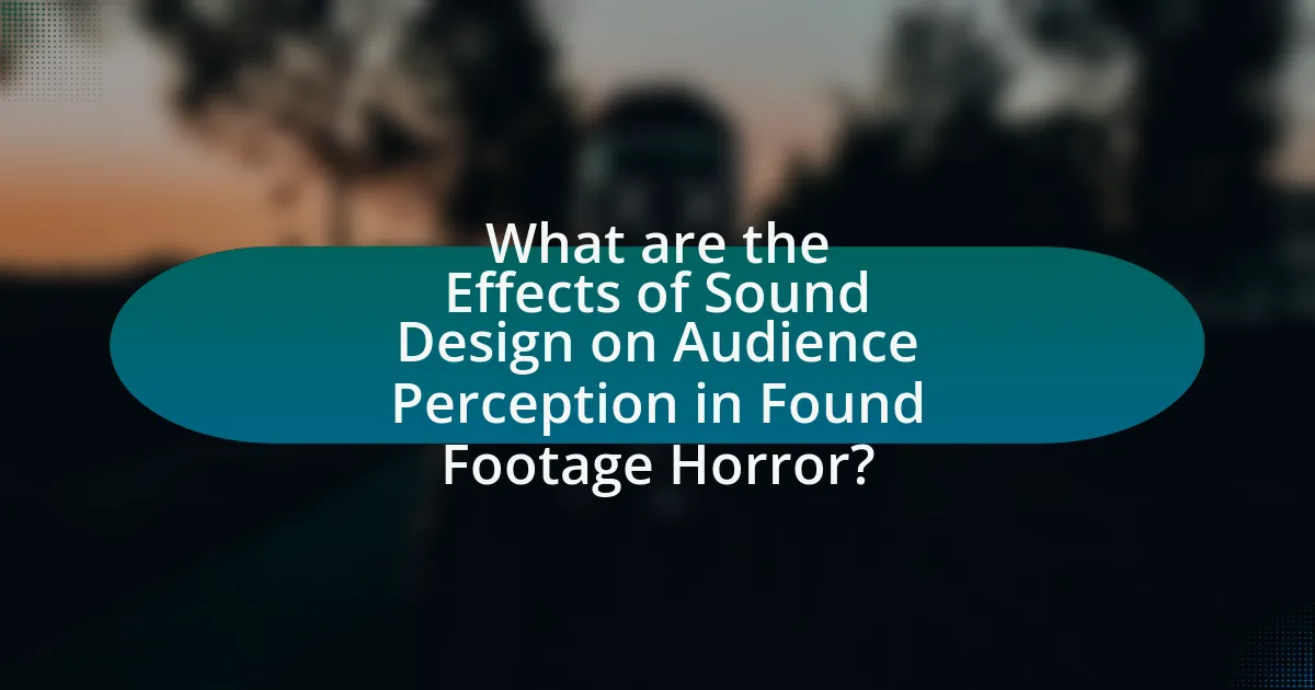 What are the Effects of Sound Design on Audience Perception in Found Footage Horror?