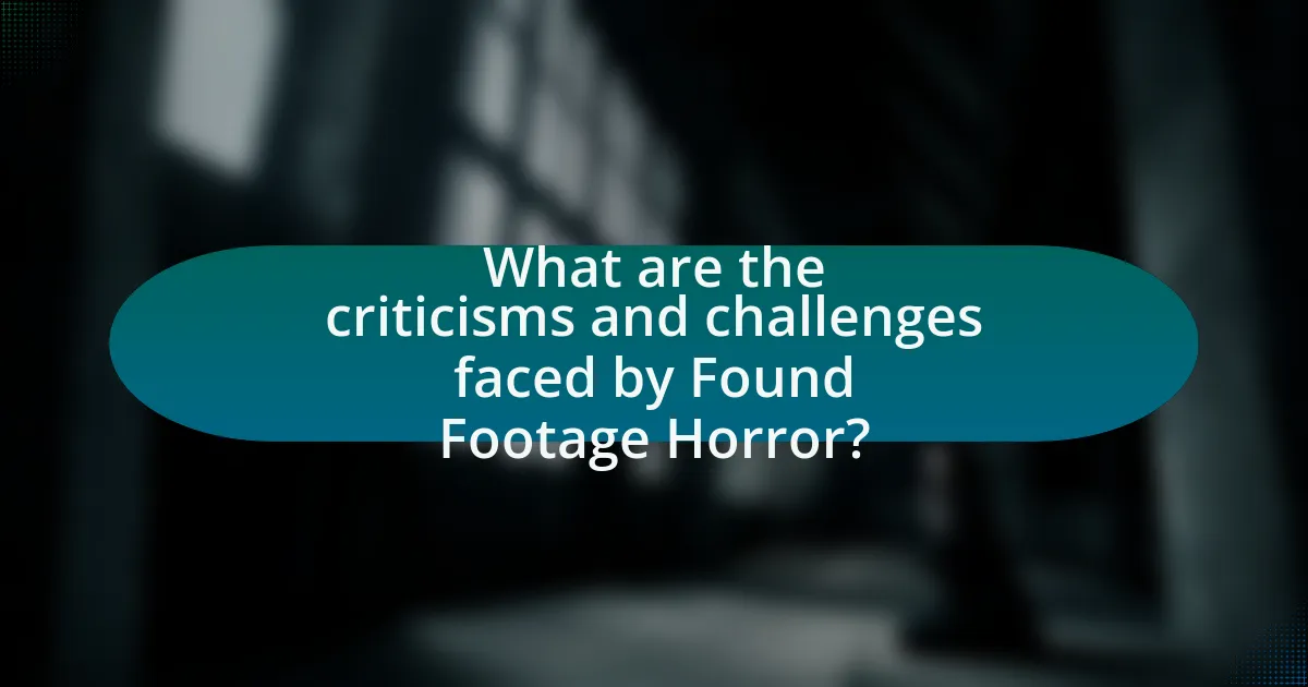 What are the criticisms and challenges faced by Found Footage Horror?