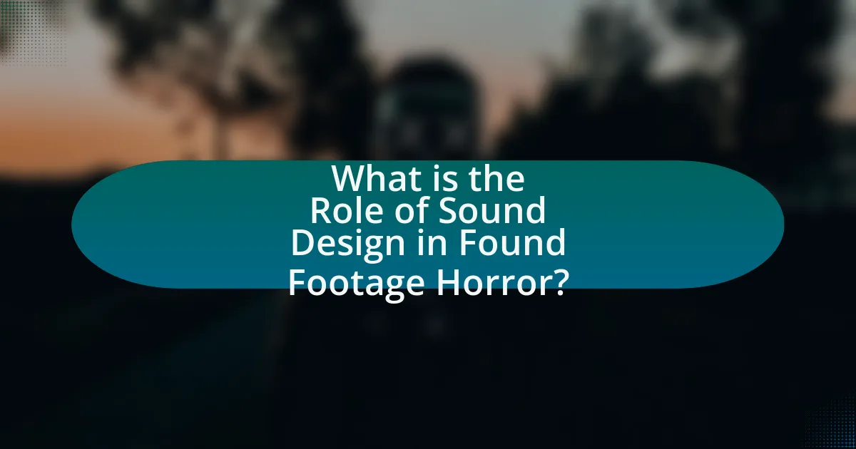 What is the Role of Sound Design in Found Footage Horror?