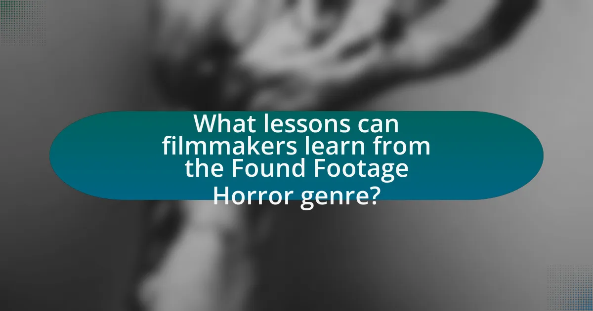 What lessons can filmmakers learn from the Found Footage Horror genre?